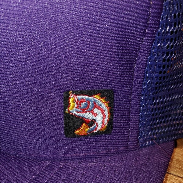 NEW Vintage Bass Fishing Purple Trucker Mesh Patch Hat Cap Snapback