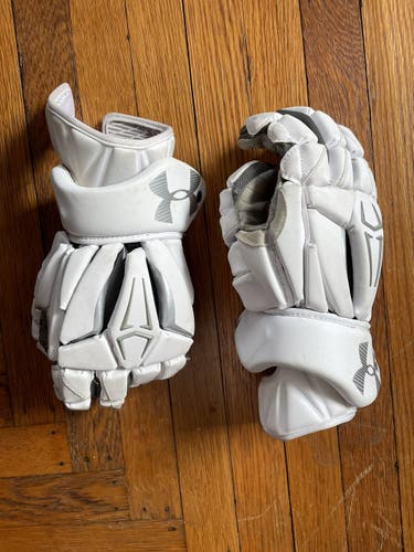 White Under Armour Command Pro 2 Lacrosse Gloves