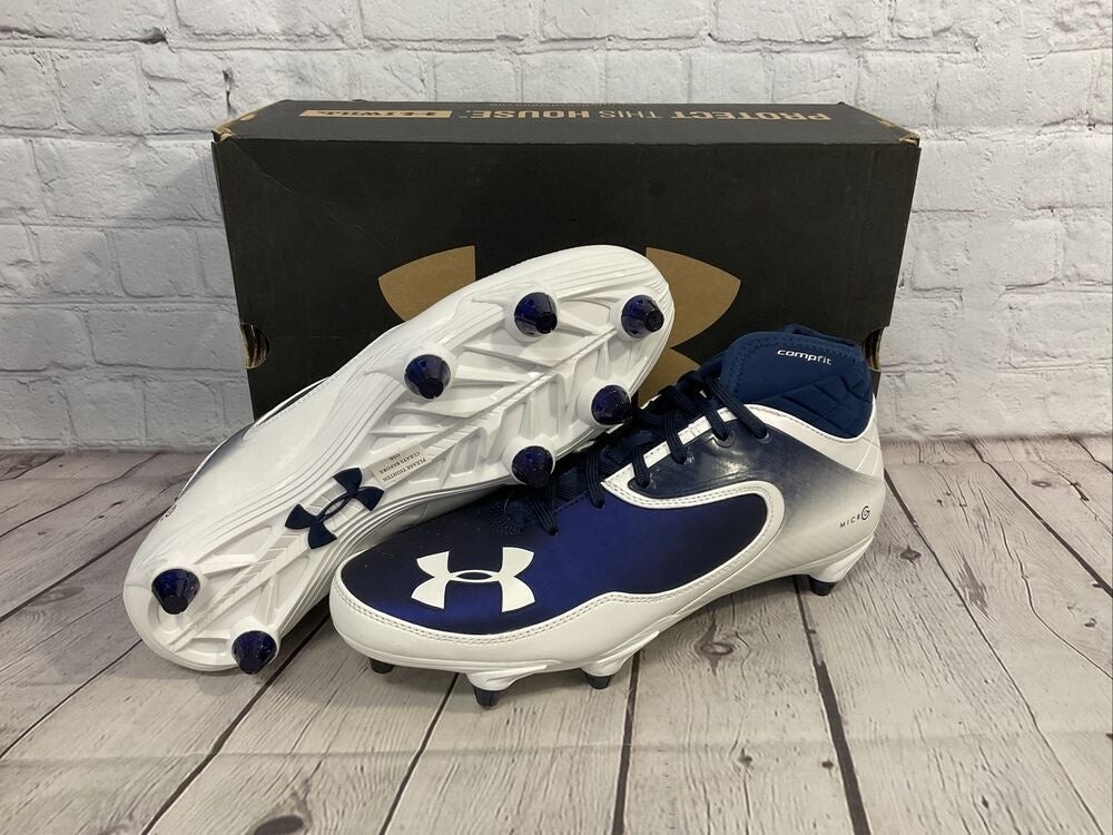 Under Armour Nitro Mid D Cleats Men's White/Gray New Multiple Sizes 