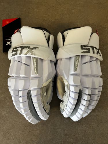 White New STX 12" (Med) Surgeon RZR Lacrosse Gloves
