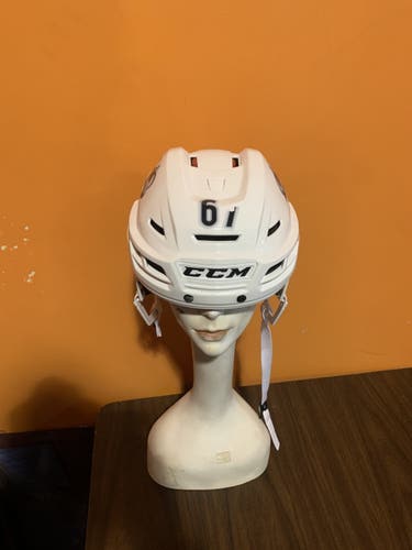 Used White CCM Resistance Pro Stock Helmet Colorado Avalanche #67 Size M