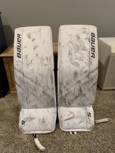 White Senior 33" Bauer  Supreme S27 Goalie Leg Pads