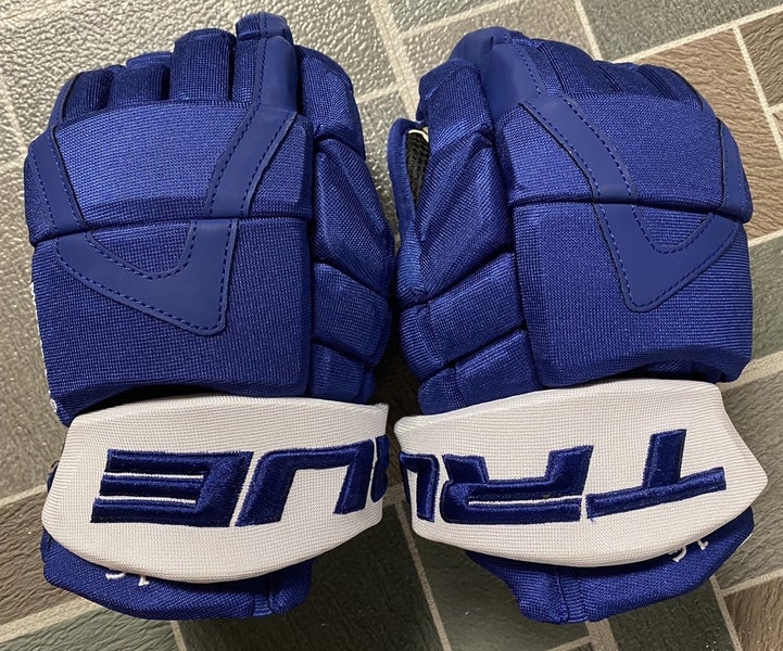 Mitchell "Mitch" Marner- Pro Stock True Hockey Gloves (XC9- Black Liner)- Toronto Maple Leafs Blue