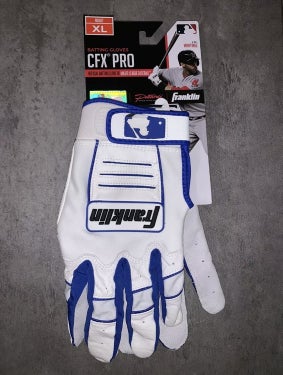 Franklin Adult CFX Pro Batting Gloves White/Blue XL 