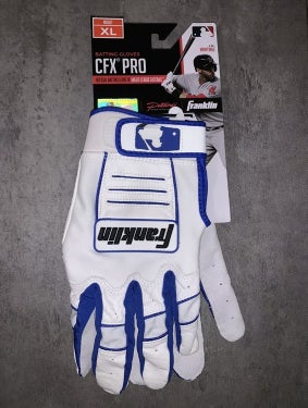 Franklin Adult CFX Pro Batting Gloves White/Blue XL Franklin Adult CFX Pro Batting Gloves White/Blue XL