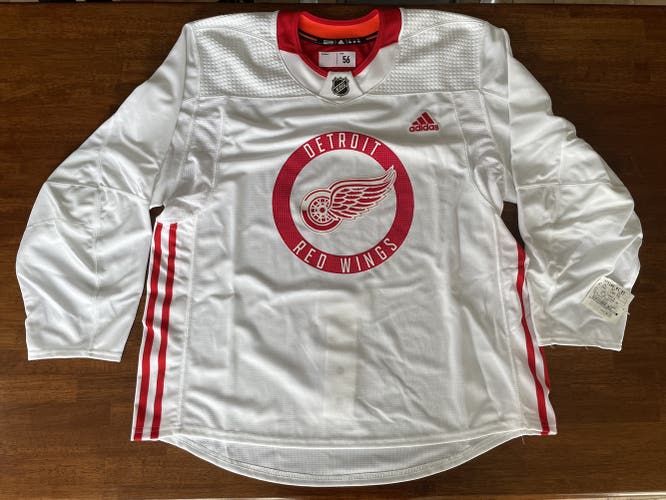 NWT Detroit red wings pro stock adidas white practice jersey