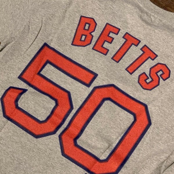 Boston Red Sox #50 Mookie Betts Majestic Men's Large Jersey Styled Blue T  Shirt