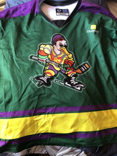 District 5 DUCKS jersey- Green Used Goalie Cut  Pro Stock Jersey
