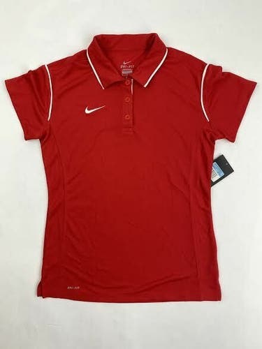 Nike Gung-Ho Tennis Polo Three Button Women's XL Red White 476325 Dri-Fit