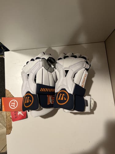 White New Player's Warrior 13" Burn Pro Lacrosse Gloves