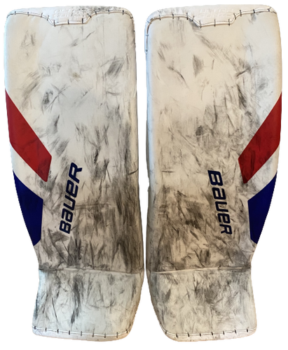 Bauer Supreme UltraSonic Pro Goalie Leg Pads Large 35+ Pro Stock Wall Wolfpack AHL (8275)