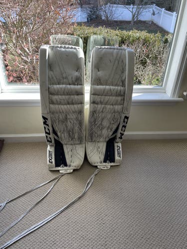 White Senior 35" CCM Pro Stock Eflex4 Goalie Leg Pads