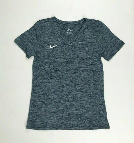 Nike Dri-Fit Fitted Training V-Neck Shirt Woman's M Digital Black Gray 881775