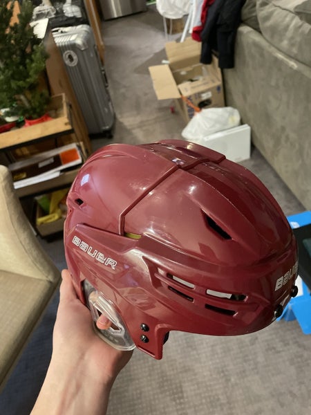 Red New Medium Bauer Re-Akt 95 Helmet Maroon Used