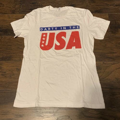 Barstool Sports "Darty in the USA" white patriotic day party  T Shirt Size Large