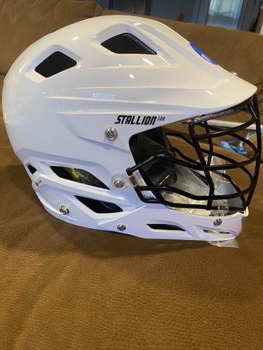 White Youth Player's STX Stallion 100 Youth Helmet
