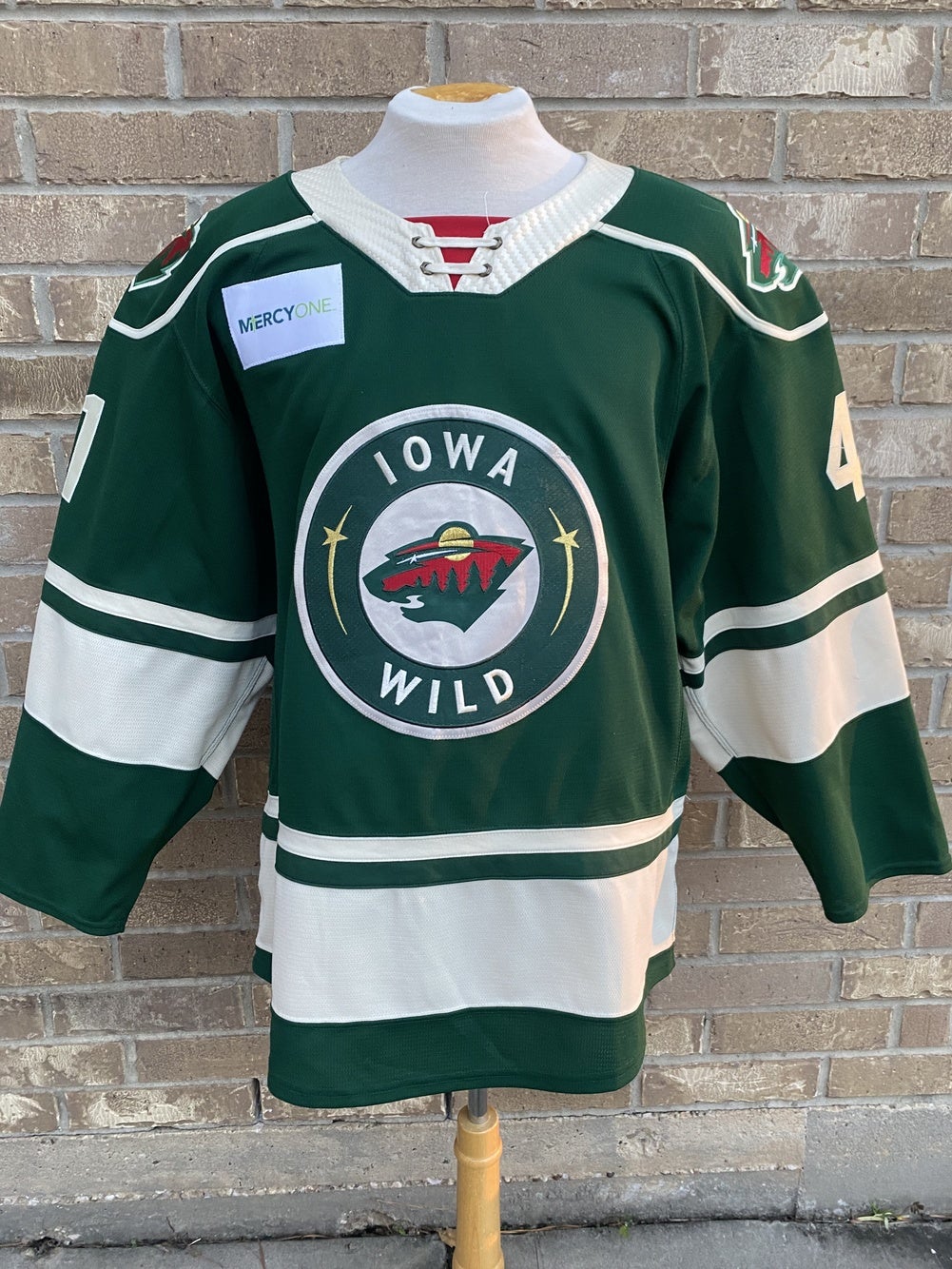 2021/22 Set #1 Green Jersey, Player Worn, (Signed) Stevens - Iowa Wild  Hockey Club