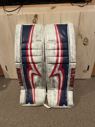 White Intermediate Vaughn Pro V Elite Goalie Leg Pads