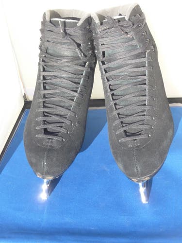 JACKSON Men’s New Black Suede Figure Ice Skates Size 8+1/2 EE w/ JU LEGACY Blades
