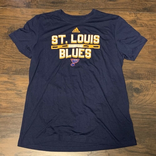 St Louis Blues NHL Adidas Blended Short Sleeve blue T-Shirt Size Large