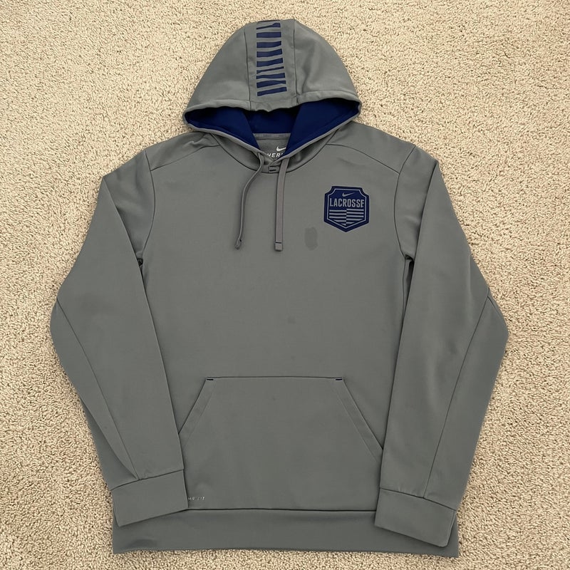 New England Patriots Hoodie Mens Medium Gray Blue Nike Sweatshirt