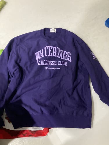 Purple Waterdogs PLL Issued Used XL Champion Crew Sweatshirt