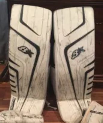 White Goalie Leg Pads Used Senior 35" Brian's OPTiK