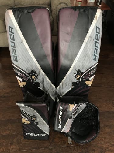 WHL Pro Stock Bauer Ultrasonic/Hyperlite Goalie Pads, Glove, and Blocker Set - Large