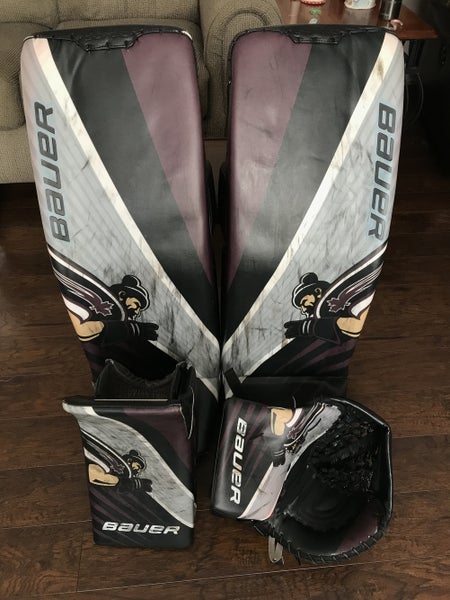 WHL Pro Stock Bauer Ultrasonic/Hyperlite Goalie Pads, Glove, and Blocker Set - Large