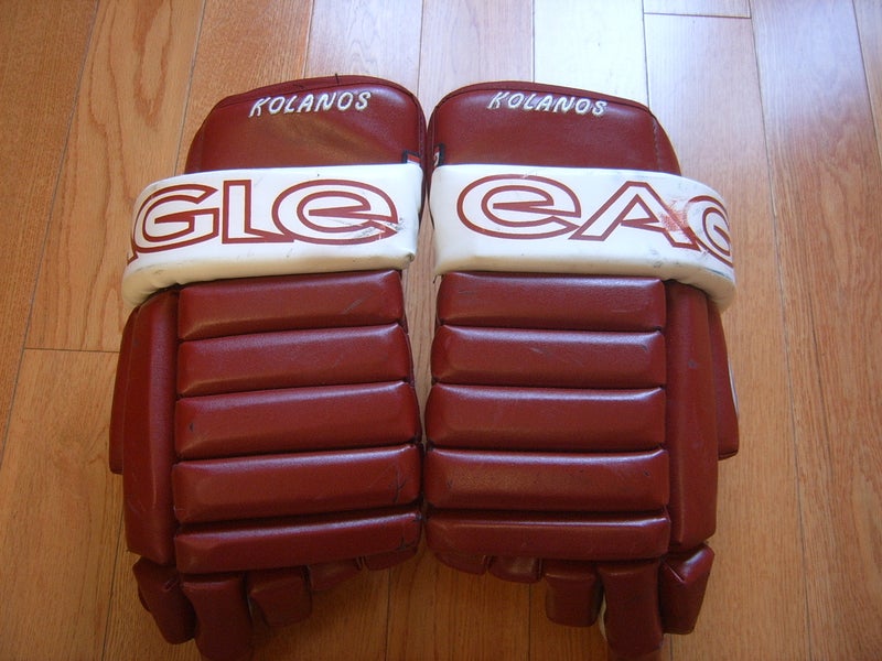 Hockey Gloves-Game Use/Worn Krys Kolanos Phoenix Coyotes Eagle Hockey Gloves Full Leather