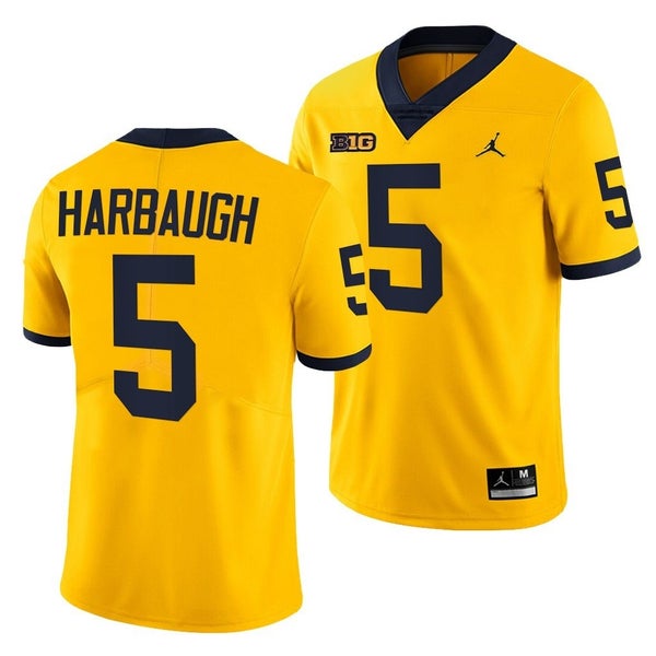 Men/Women/Youth Jim Harbaugh Michigan Wolverines College Football Big Ten Yellow Jersey Stitched