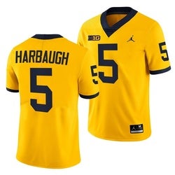 Men/Women/Youth Jim Harbaugh Michigan Wolverines College Football Big Ten Yellow Jersey Stitched