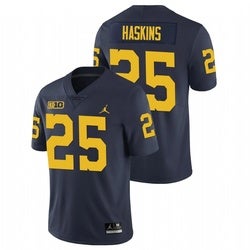 Men/Women/Youth Hassan Haskins Michigan Wolverines College Football Big Ten Navy Jersey Stitched