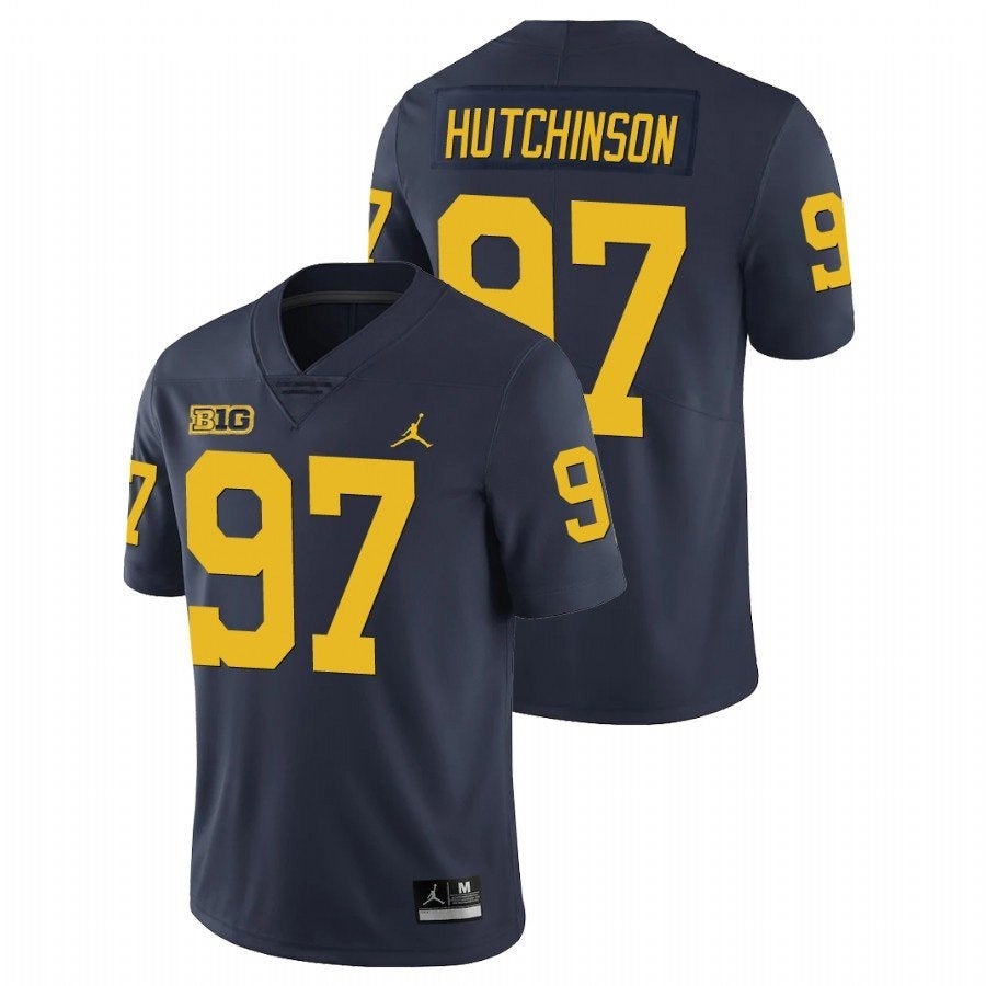 Men/Women/Youth Aidan Hutchinson Michigan Wolverines College Football Big  Ten Navy Jersey Stitched