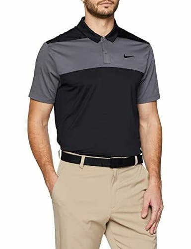 Nike Men's Dry Color Block Polo Golf Shirt Top Black/Charcoal Medium M #76188