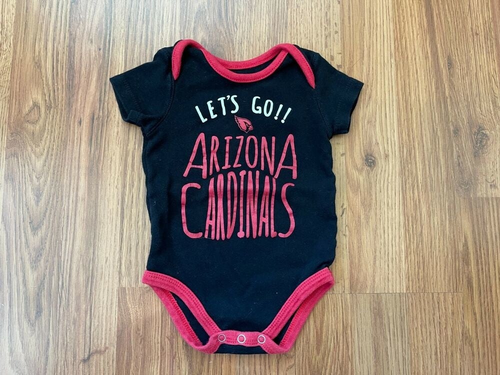 Arizona Cardinals NFL FOOTBALL LET'S GO CARDINALS Size 3-6M Boys Baby Body Suit!