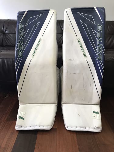 Blue/White Senior 34" Bauer Supreme 1S Goalie Leg Pads