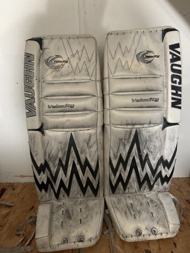 White Senior 34" Vaughn  Velocity 7406 Goalie Leg Pads