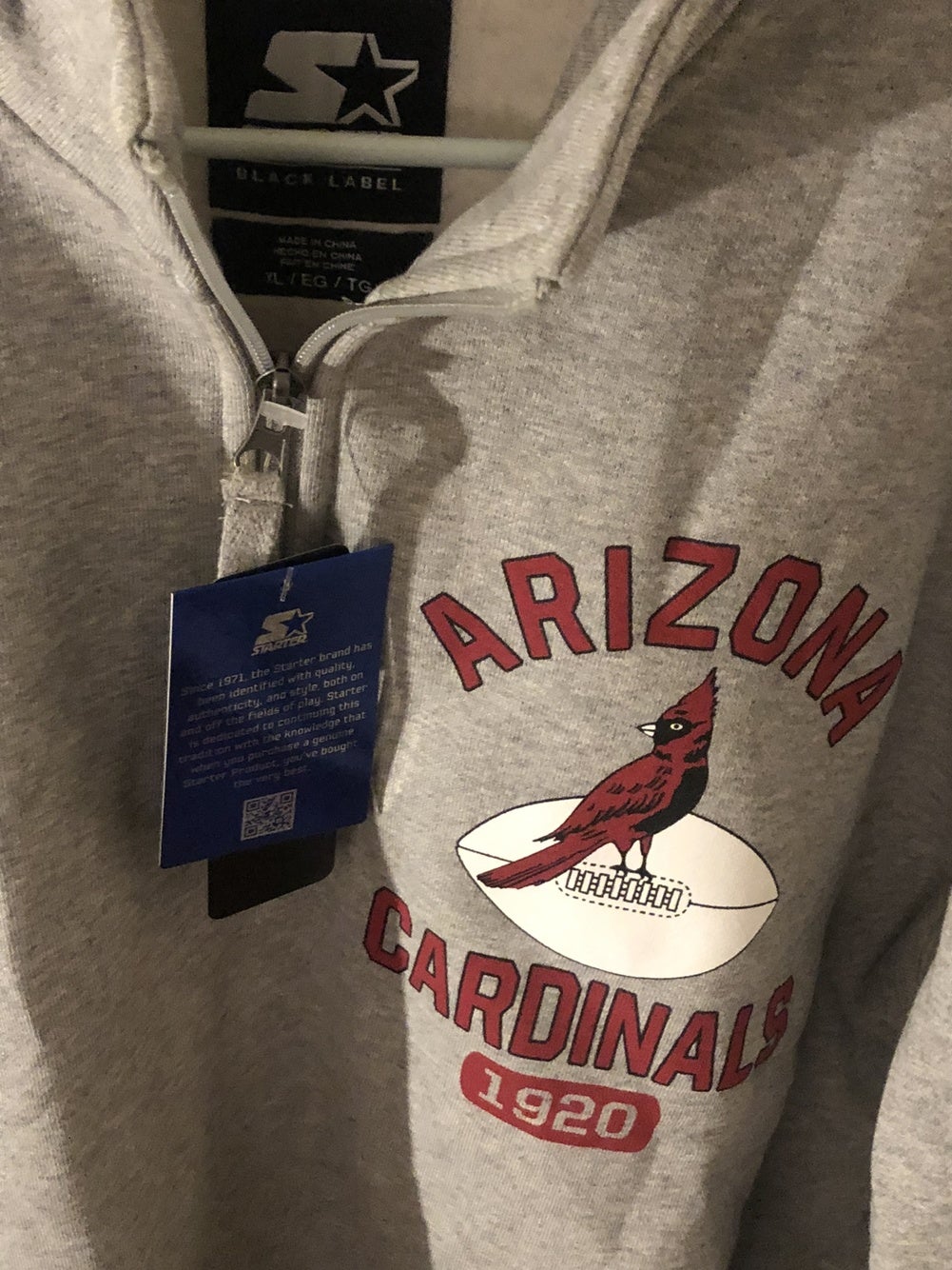 NWT NFL Arizona Cardinals Hoodie Mens Gray XL Pullover Saeatshirt