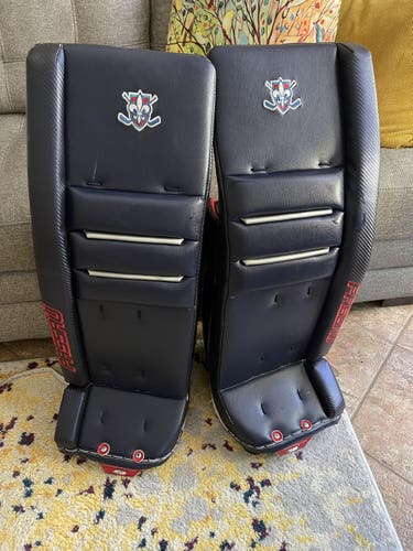Blue Goalie Leg Pads Used Senior 33" Passau Pro Stock