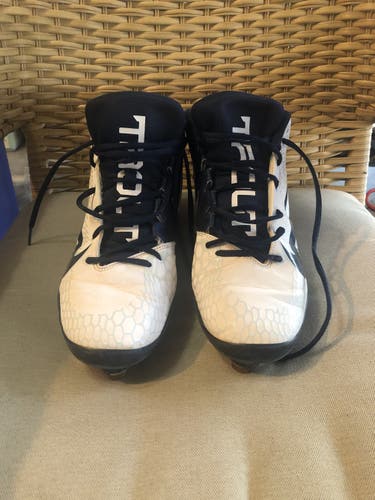 Nike Zoom Trout 5 Baseball Cleat Metal White Navy Blue AH3372-142 Men's size 12