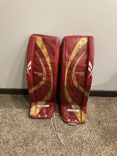 Red Goalie Leg Pads Used Senior 35" Reebok 7k