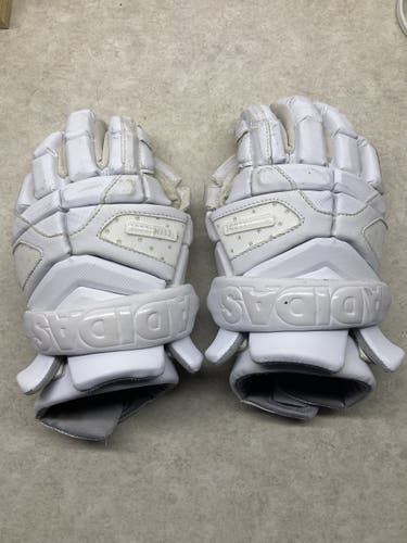 White Used Adidas 13" Freak Lacrosse Gloves And Boombah Arm Pads
