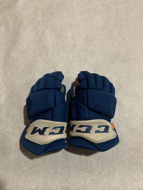 Game Used Blue CCM Jetspeed Pro Stock Gloves Colorado Avalanche Team Issue 15”