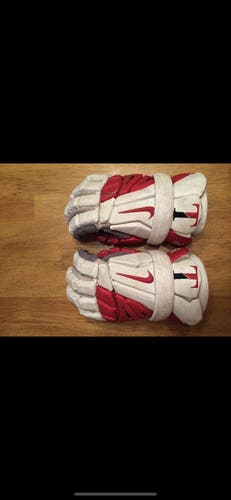 White Used Player's Nike 13" Vapor Elite Lacrosse Gloves