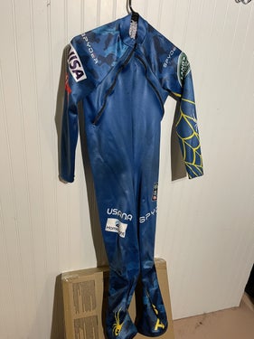 Spyder Women's Size Medium USST US Ski Team World Cup GS Race Suit Blue FIS NEW