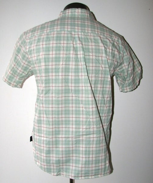 Patagonia Men's Fezzman Green/White/Red Plaid Organic Cotton S/S Button Shirt ~M
