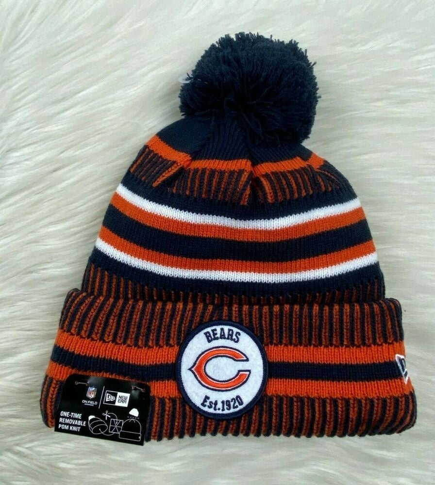 Chicago Bears Hat NFL Team Color Cuffed Pom Knit Winter Beanie New