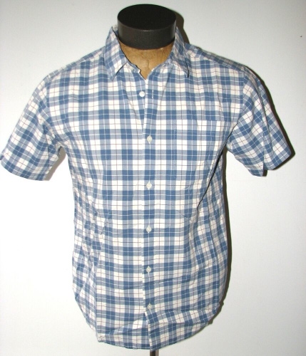 Patagonia Men's Fezzman Blue/White/Red Plaid Organic Cotton S/S Button Shirt ~ M
