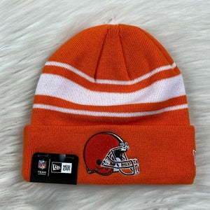 Cleveland Browns NFL Beanie Hat Cap New Era Striped Cuffed Knit Orange NEW